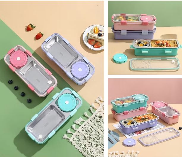 2/3 Compartment Lunch Box Stainless Steel Bento Box