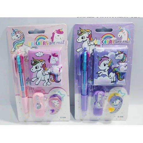 Unicorn Cartoon Diary With Pen, Washi Tape & Highlighter for Kids Unicorn Pocket Dairy, 4Pcs Unicorn Stationery Set