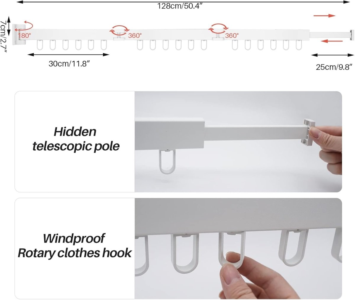Wall Mounted Extendible Folding Clothes Hanger
