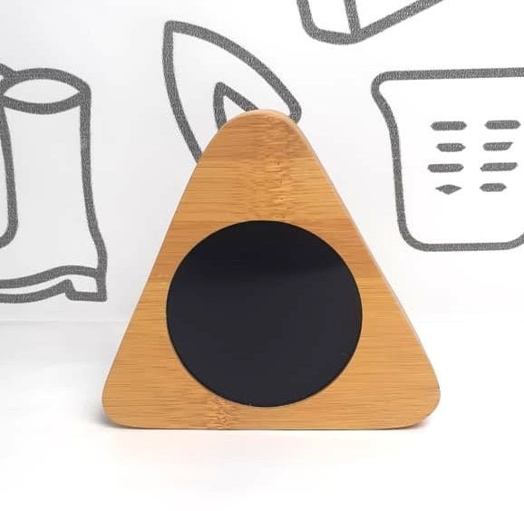 Wooden Digital Triangular Shape Desk Clock, Alarm Clock, LED Desktop Clock, Thermometer, Calendar, Date