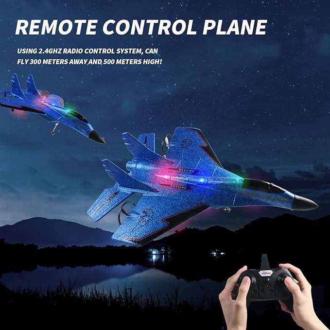 ZY-530 PRO RC Airplanes, Remote Control EPP Foam Aircraft Fighter with LED Light - Multicolor