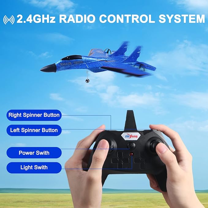 ZY-530 PRO RC Airplanes, Remote Control EPP Foam Aircraft Fighter with LED Light - Multicolor